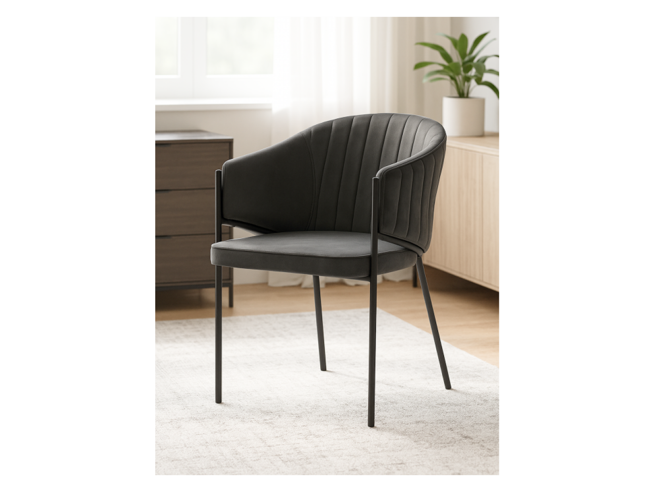Kortni dark grey / black Стул на металлокаркасе