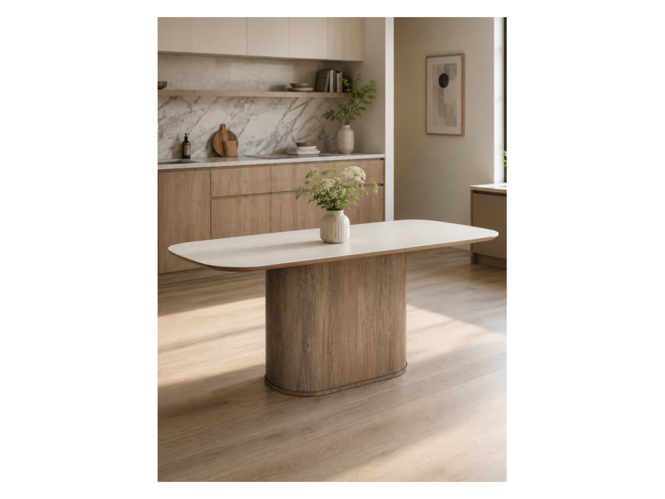 Эллипсо 200х90 light grey / дуб американский Керамический стол арт. 1563609