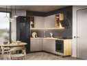 Угловая кухня Оливия NEW 1,4х2,4м, Крафт золотой/Холст латте арт. 1342585