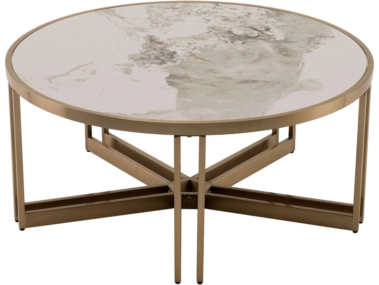 Стол журнальный STOOL GROUP Алиада 90*90 Светлая керамика/шампань арт. 1568289