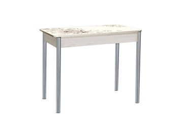 Стол обеденный раздвижной Нью йорк фотопечать / дуб молочный Кофейные цветы / опора круглая серебристый металлик
