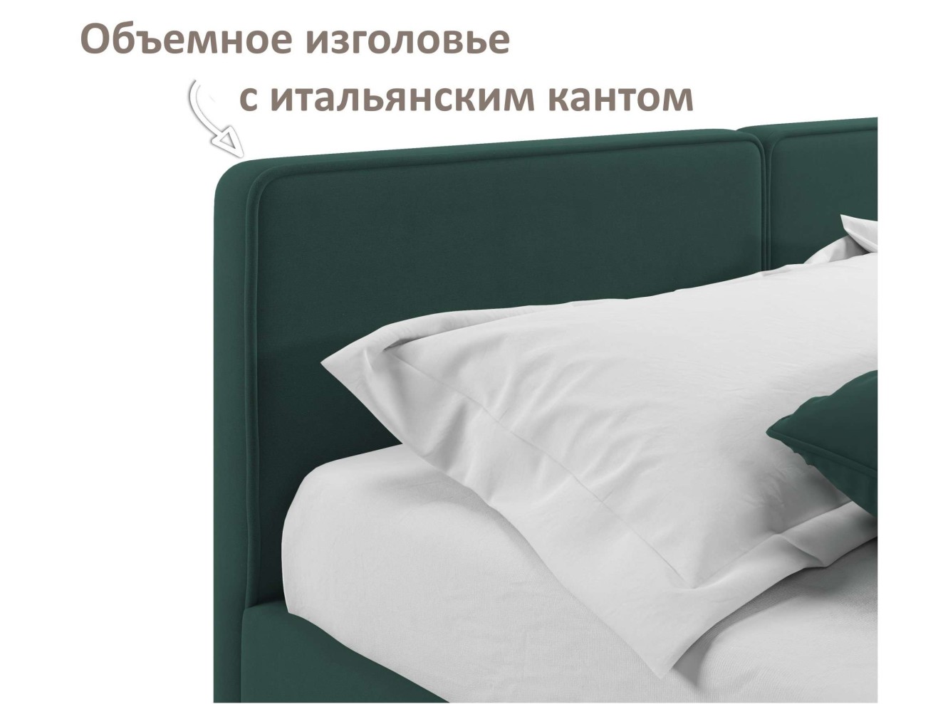 Мягкая кровать Erika 1600 изумруд с подъемным механизмом