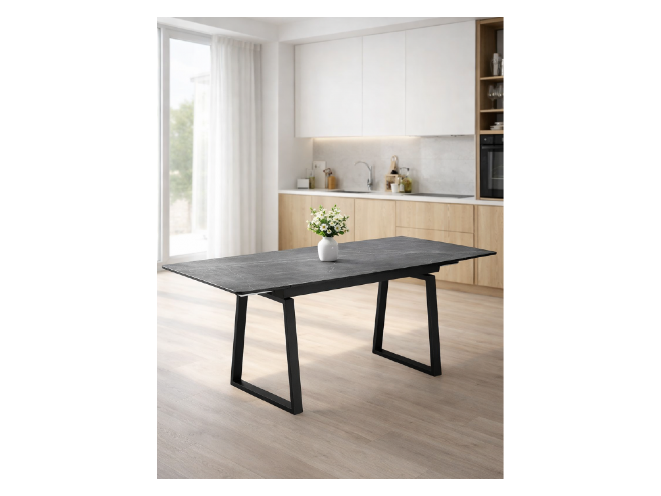 Джек 140(200)х80 серый мрамор larka grey / черный Керамический стол