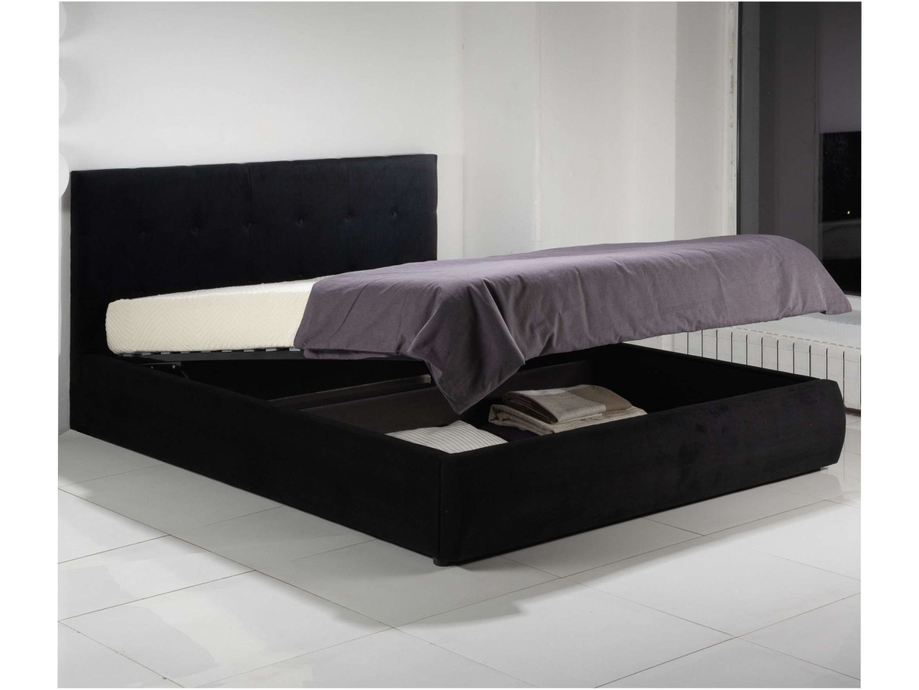 Мягкая кровать Selesta 1400 темная с матрасом PROMO B COCOS с подъемным механизмом