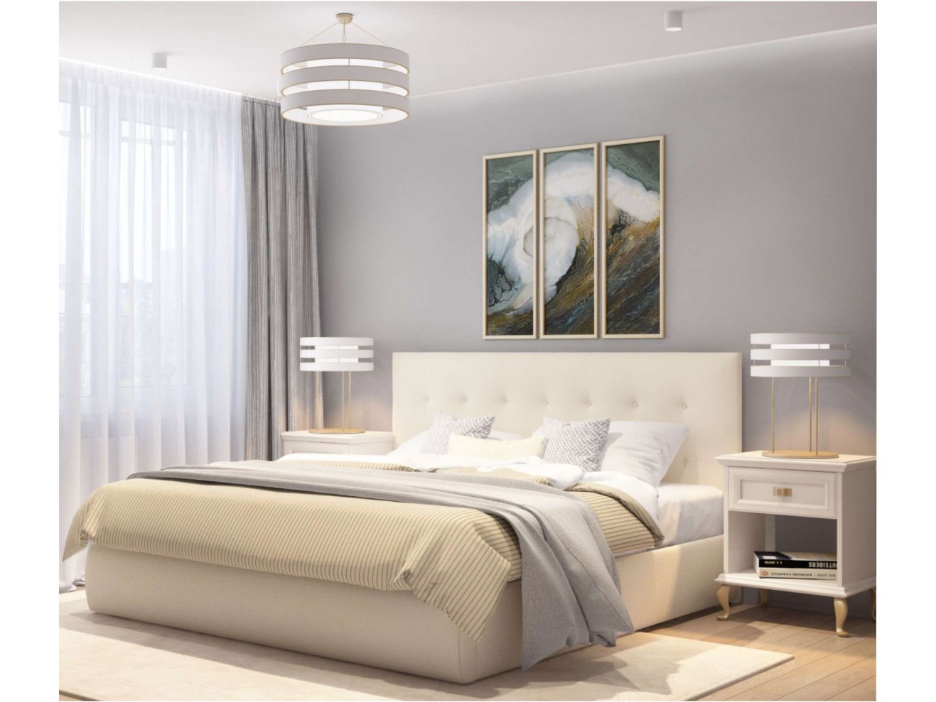 Мягкая кровать Selesta 1600 беж с ортопед.основанием