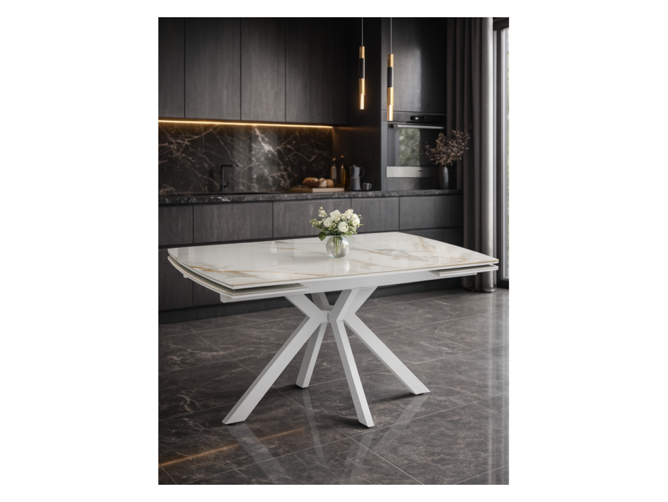 Катчел-2 120(180)x80 calacatta gold / белый Керамический стол арт. 1533369