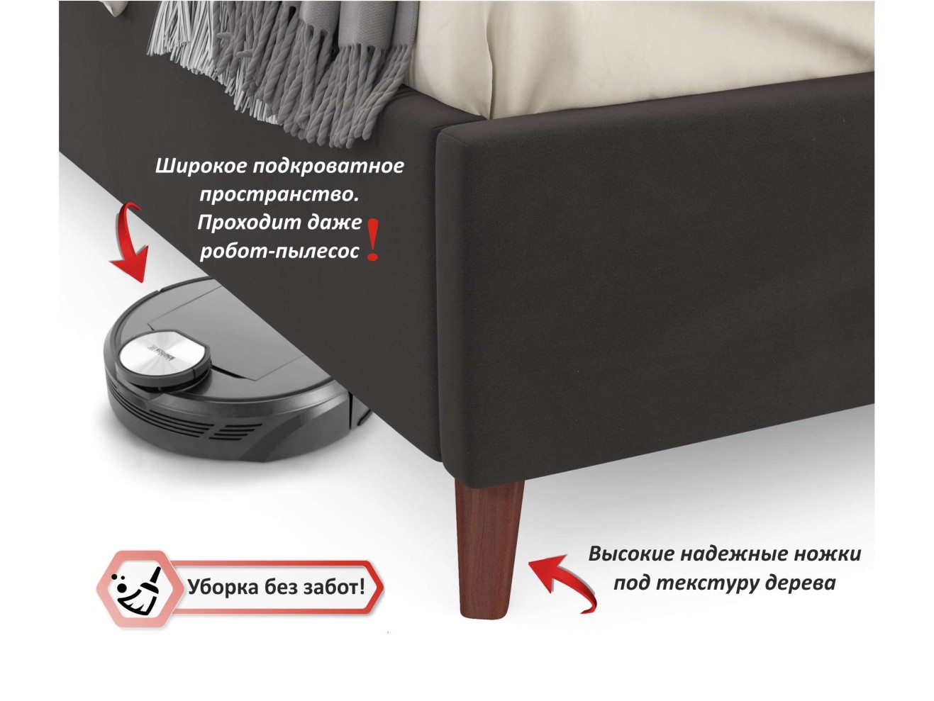 Мягкая кровать Betsi 1600 шоколад с подъемным механизмом