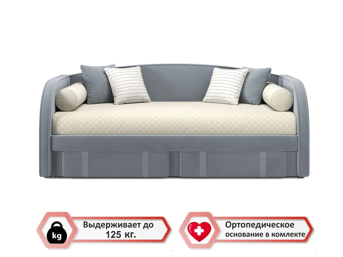 Мягкая кровать Elda 900 серая с ортопедическим основанием и матрасом PROMO B COCOS