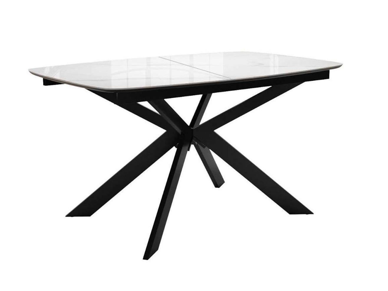 Стол DikLine BK140 керамика Carrara Gloss (мрамор глянец белый), подстолье черное, опоры черные