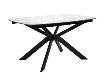 Стол DikLine BK140 керамика Carrara Gloss (мрамор глянец белый), подстолье черное, опоры черные