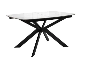 Стол DikLine BK140 керамика Carrara Gloss (мрамор глянец белый), подстолье черное, опоры черные