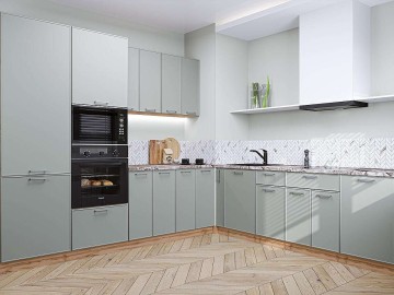 Кухонный гарнитур угловой Квадро-02, МДФ, 240×215 см, Аквамарин
