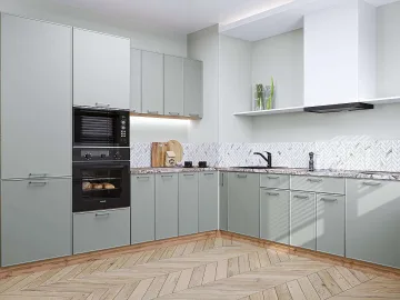 Кухонный гарнитур угловой Квадро-02, МДФ, 240×215 см, Аквамарин
