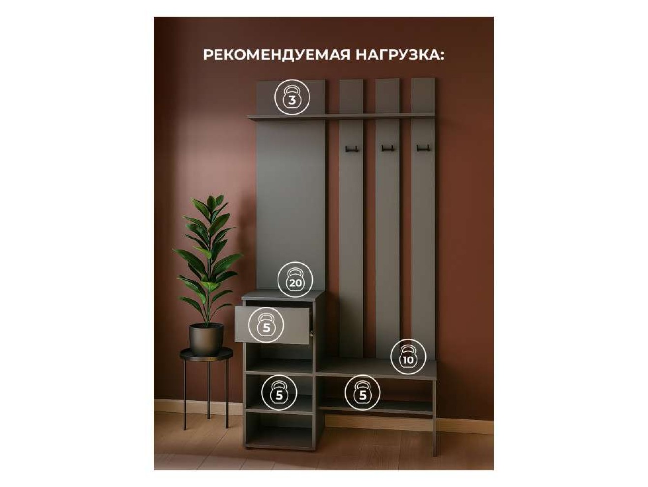 Сибити графит серый Прихожая арт. 1071883
