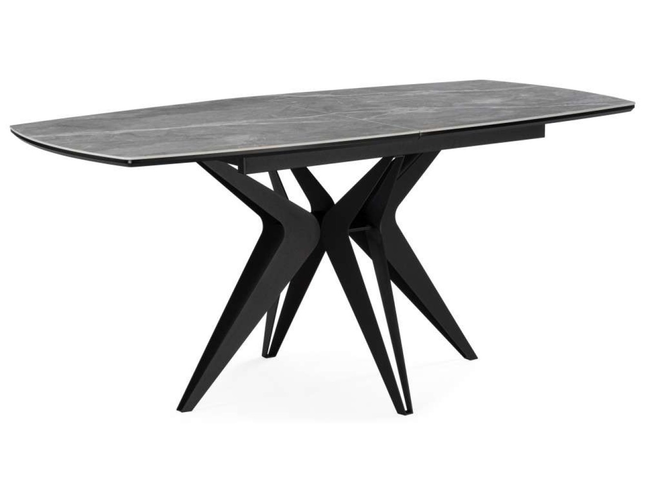 Риполь 160(205)х89 larka grey / черный Керамический стол
