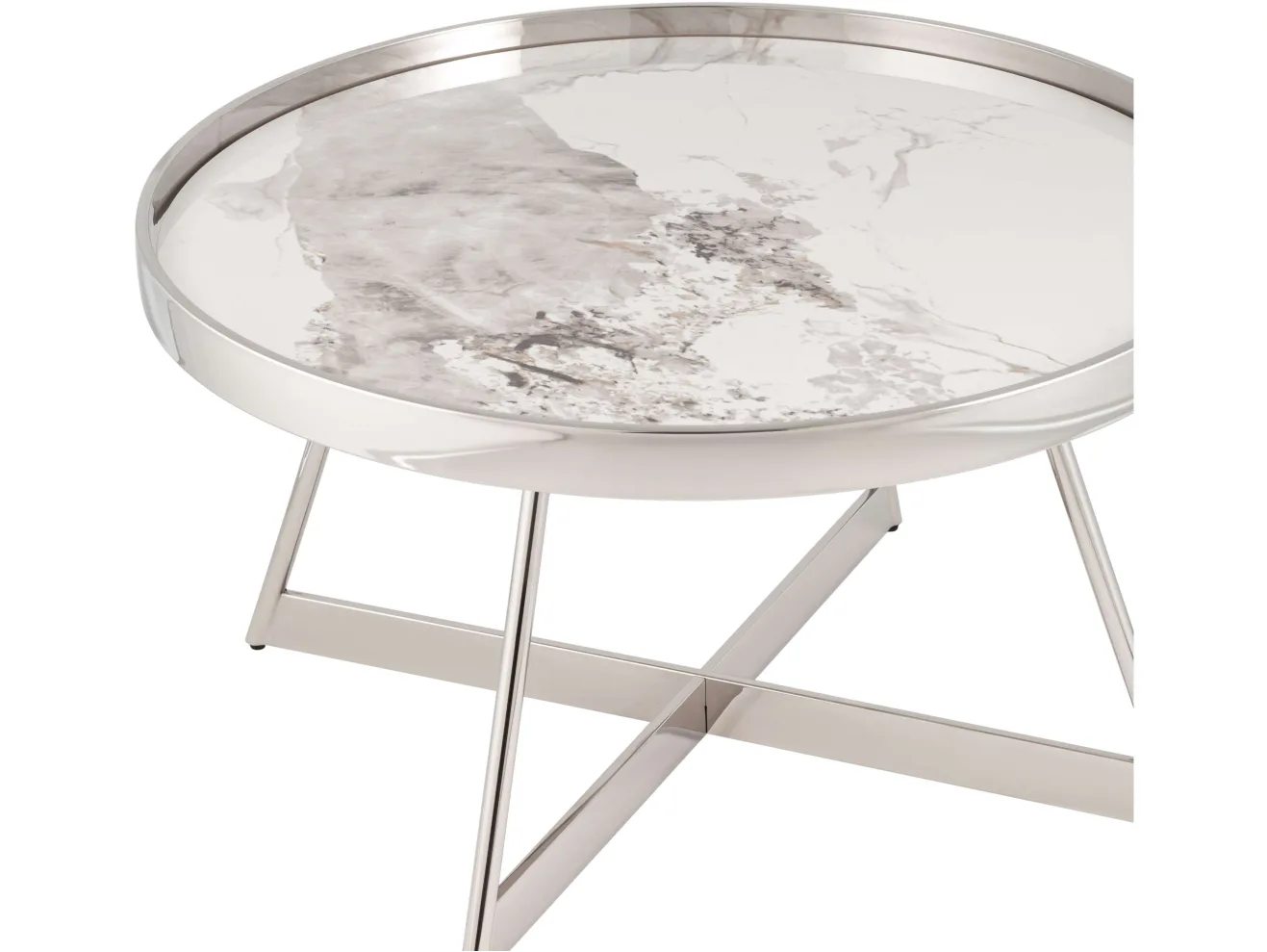 Журнальный столик STOOL GROUP Гера 80*80 Белая керамика, сталь серебро арт. 1479103