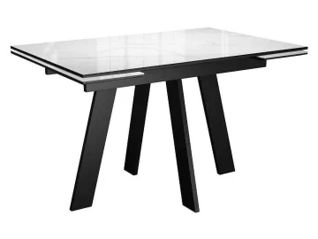 Стол DikLine SKM120 Керамика Carrara Gloss (мрамор глянец белый)/опоры черные