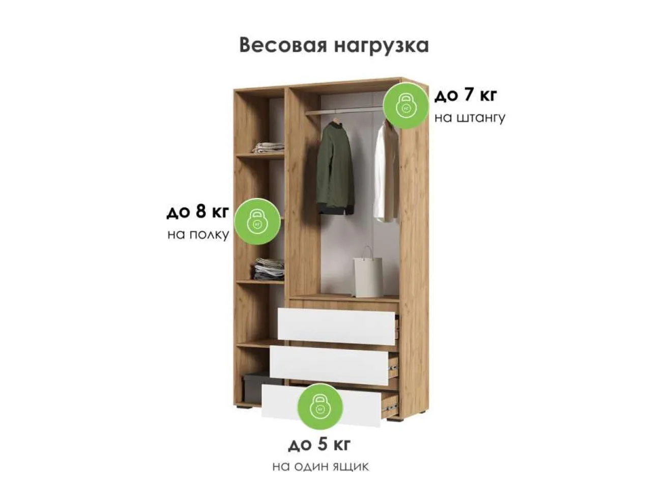 Элла ШК 06 белый / дуб крафт золото Шкаф арт. 1348675