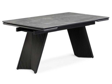 Вейв 160(220)х89 larka grey / черный Керамический стол