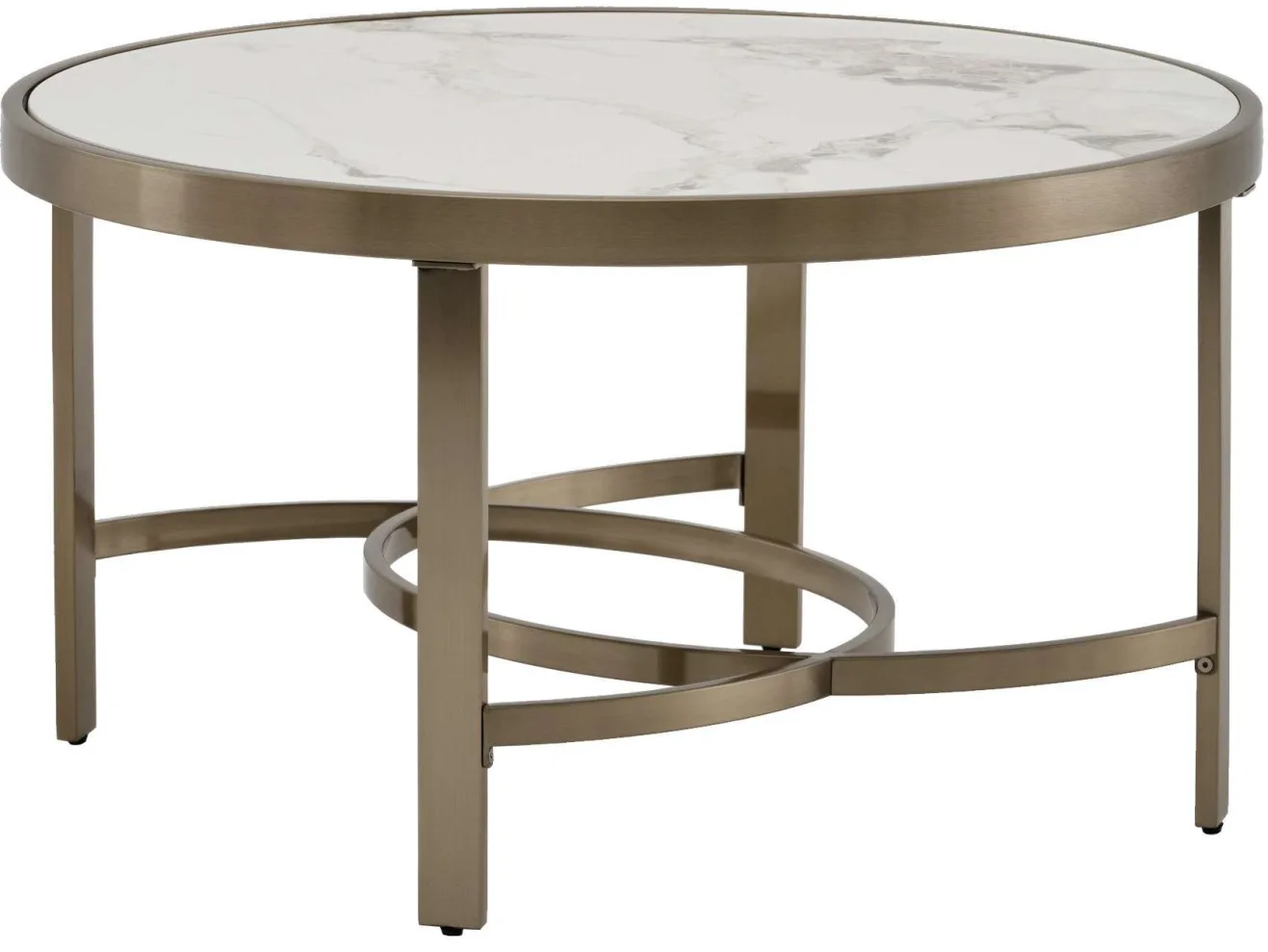 Стол журнальный STOOL GROUP Адриана 80*80 Светлая керамика, сталь шампан арт. 1568363