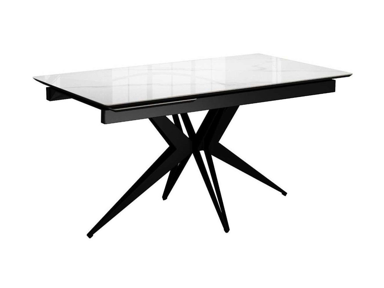Стол DikLine DKS140 керамика Carrara Gloss (мрамор глянец белый), подстолье черное, опоры черные (2уп.)
