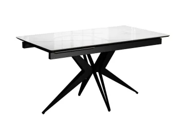 Стол DikLine DKS140 керамика Carrara Gloss (мрамор глянец белый), подстолье черное, опоры черные (2уп.)