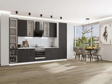 Кухонный гарнитур Фрейм-06, МДФ, 340 см, Штормовой шелк