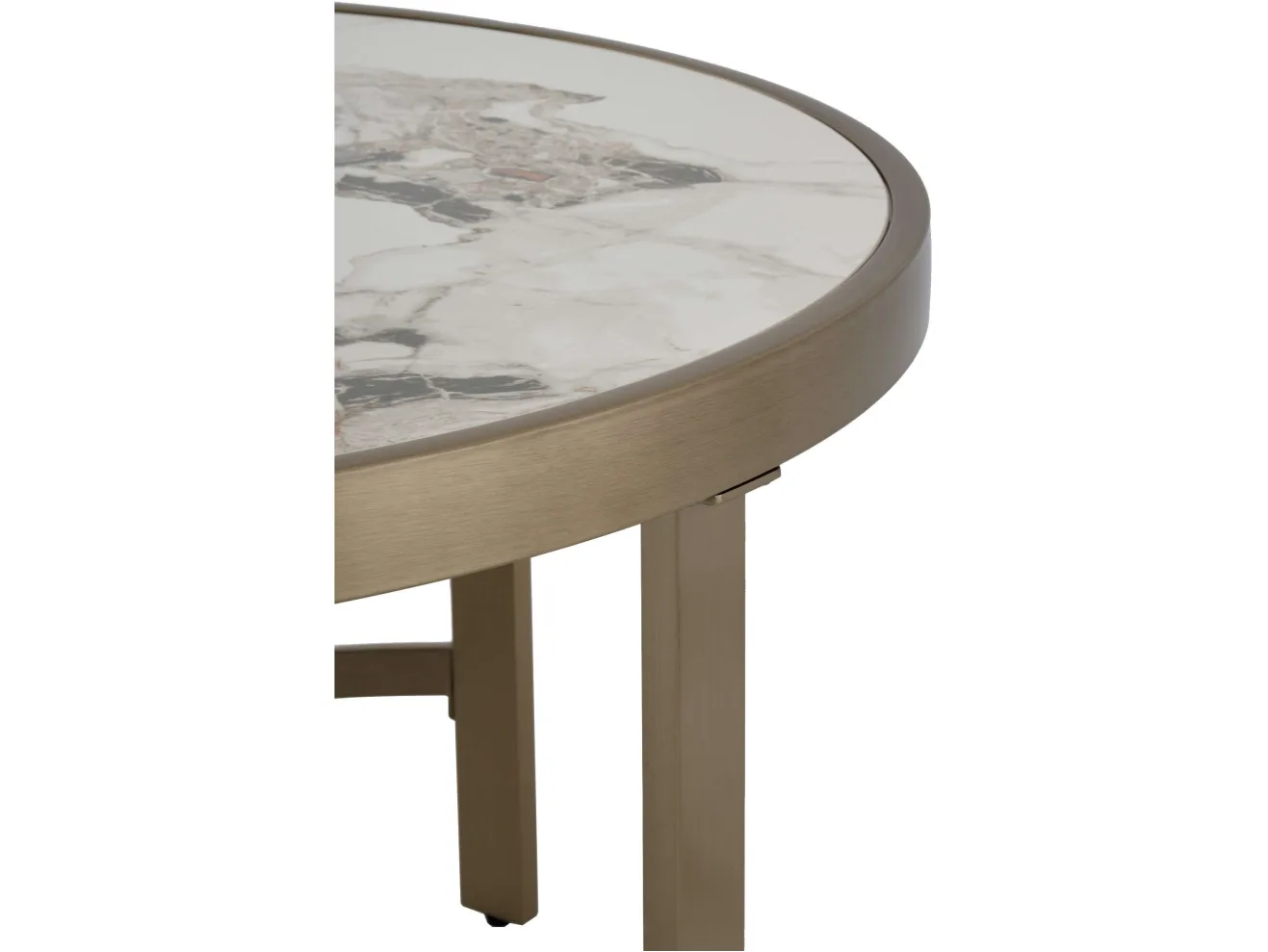 Стол журнальный STOOL GROUP Адриана 80*80 Светлая керамика, сталь шампан арт. 1568363