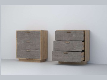 Эго Комод К-3 ПД (Камень Темный/Дуб Крафт Золотой)