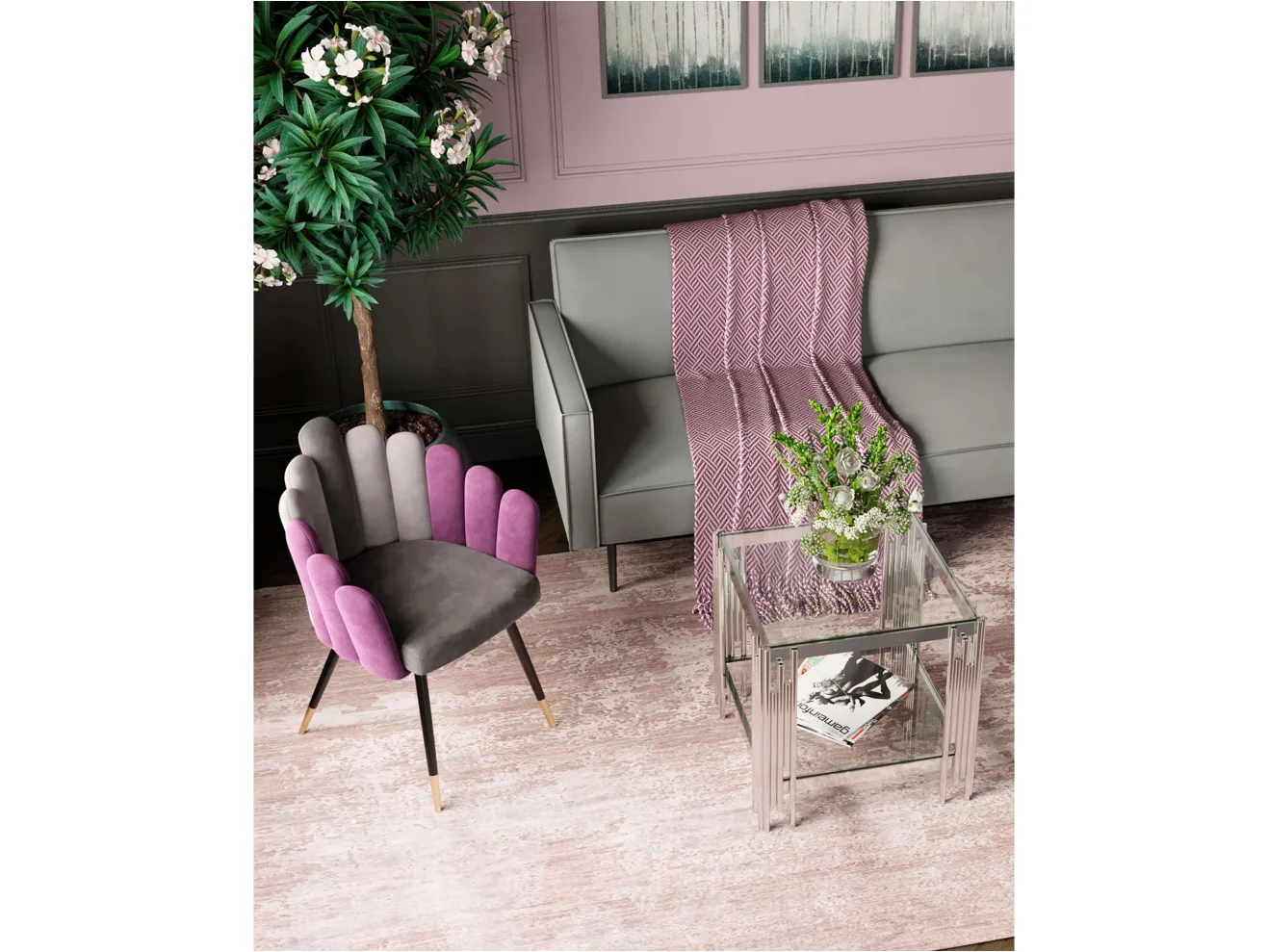 Журнальный столик Stool Group ГЭТСБИ 55*55 Прозрачное стекло/Сталь арт. 1598829