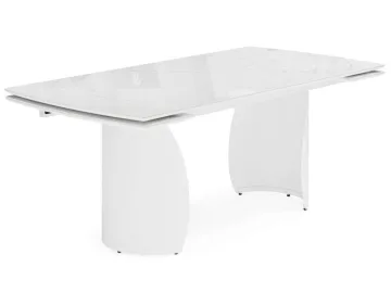Готланд 180(240)x90 statuario titan gloss / белый Керамический стол