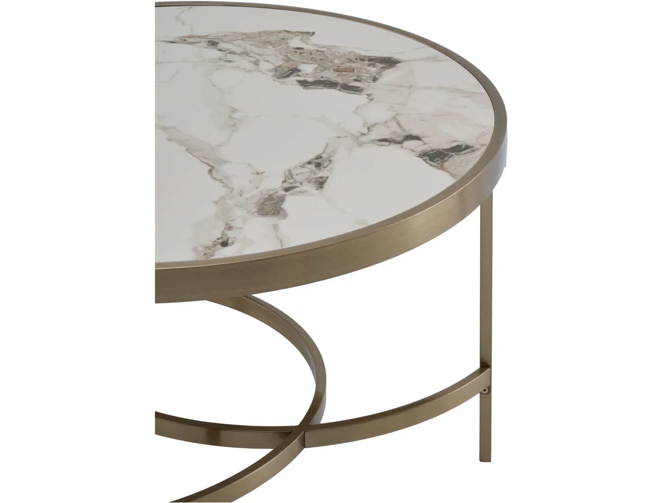 Стол журнальный STOOL GROUP Адриана 80*80 Светлая керамика, сталь шампан арт. 1568363