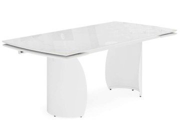 Готланд 180(240)x90 statuario titan gloss / белый Керамический стол