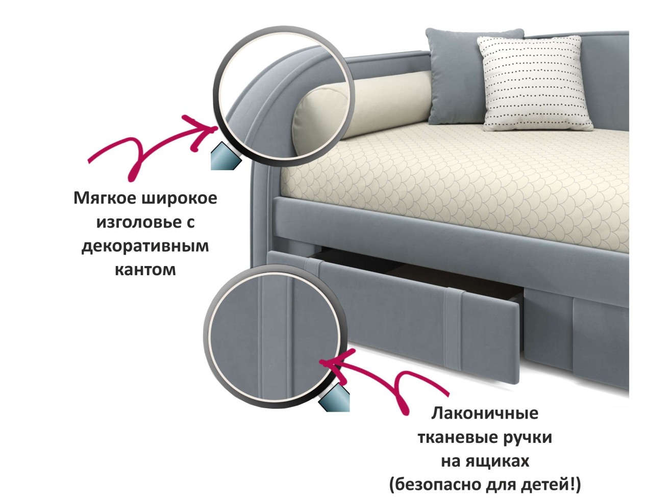 Мягкая кровать Elda 900 серая с ортопедическим основанием и матрасом ГОСТ
