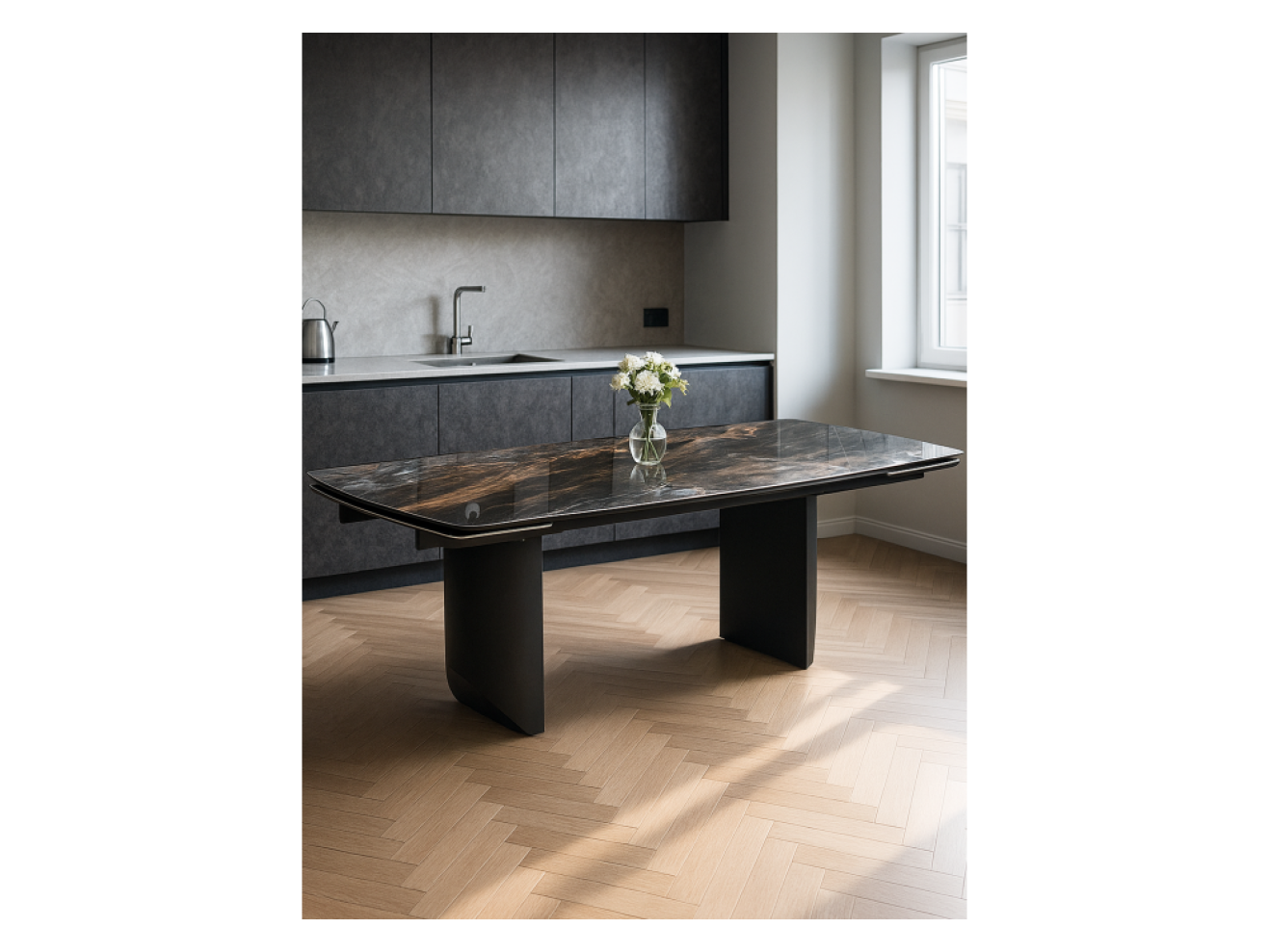 Маре 200(260)х100х77 neodom titanium lawa nero / черный Керамический стол