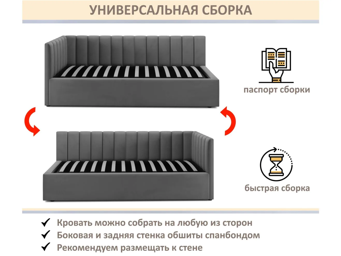 Мягкая кровать Milena 900 темно-серый маренго с подъемным механизмом арт. 1535061