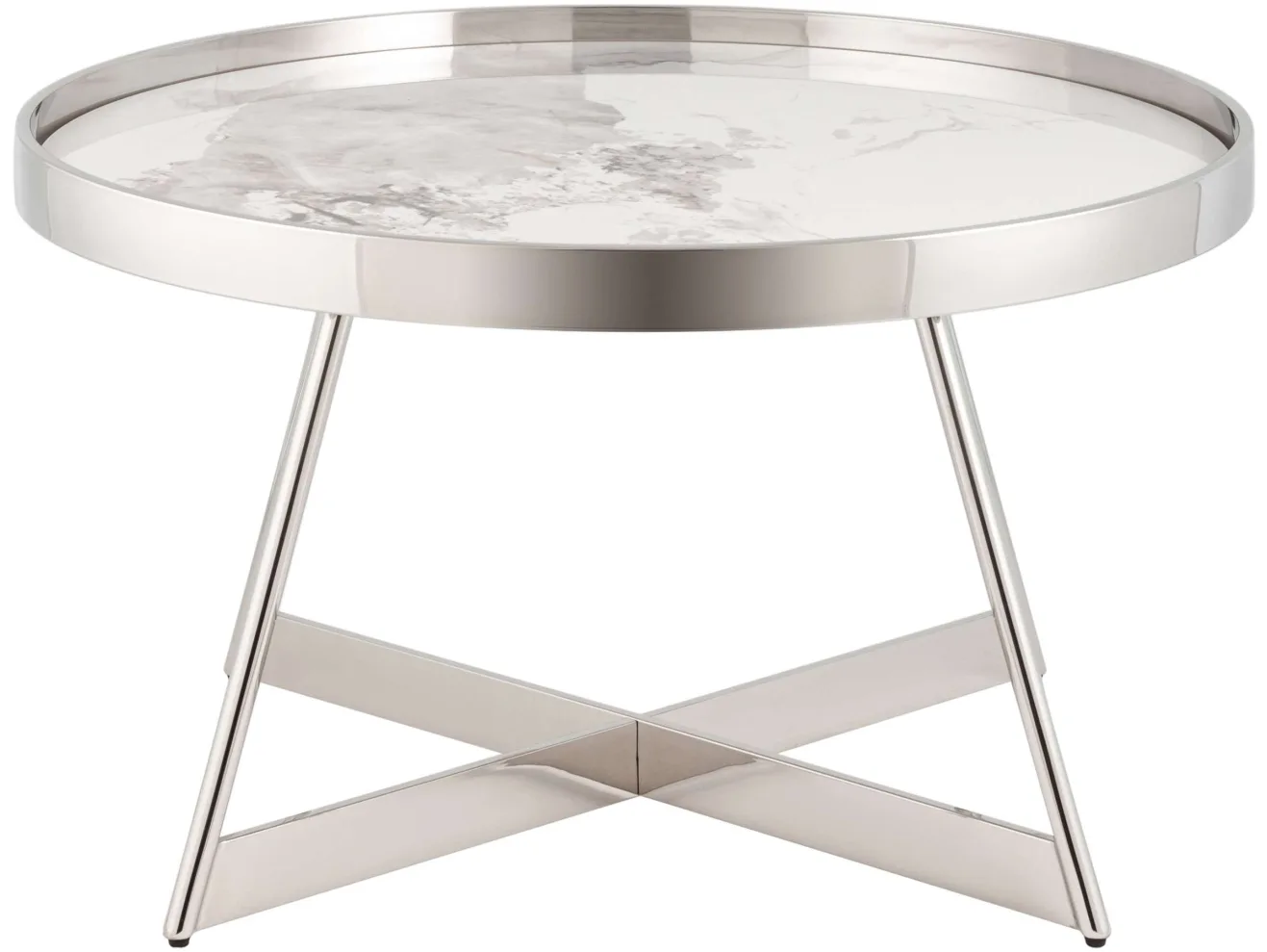 Журнальный столик STOOL GROUP Гера 80*80 Белая керамика, сталь серебро арт. 1479103