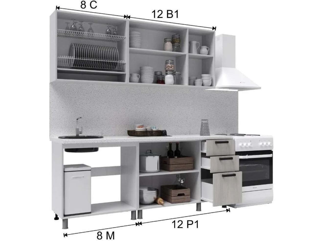 Кухонный гарнитур Танго 2,0м Белый/Дуб шале светлый арт. 1215719