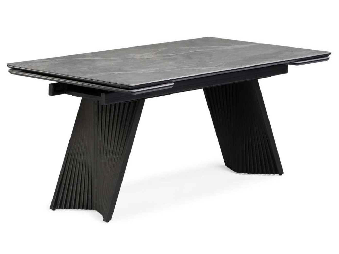 Вейв 160(220)х89 larka grey / черный Керамический стол арт. 1258509