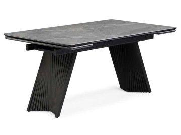 Вейв 160(220)х89 larka grey / черный Керамический стол