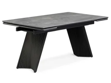 Вейв 160(220)х89 larka grey / черный Керамический стол