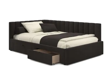 Мягкая кровать-тахта Milena 1200 шоколад с ящиками