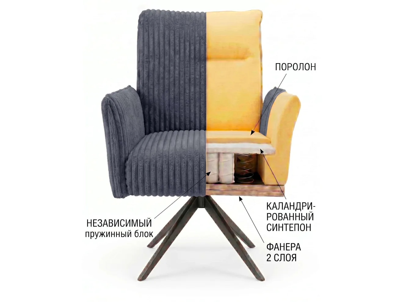 Стул DikLine 6827 т.к Серая Velo 13, опоры черные арт. 1360595