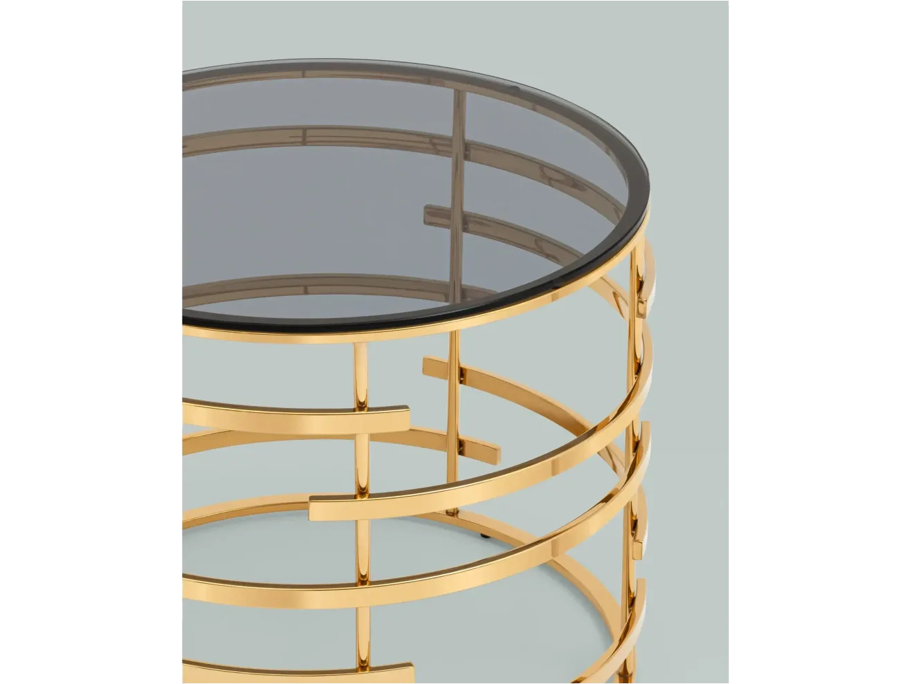Журнальный столик STOOL GROUP Инфлюэнс 60*60 Стекло smoke/Сталь золото арт. 1599903