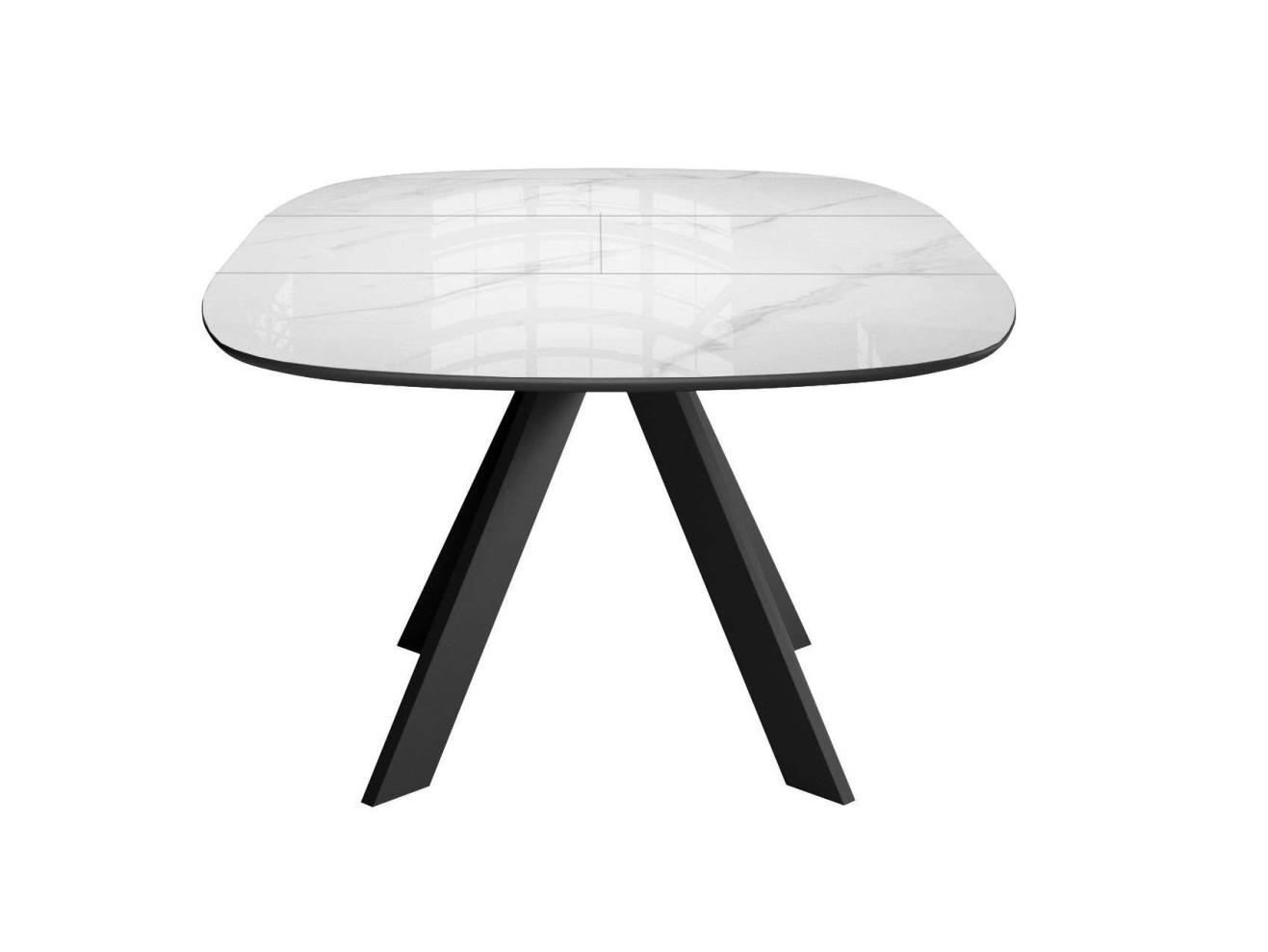 Стол DikLine BK100 Керамика Carrara Gloss (мрамор глянец белый)/подстолье черное/опоры черные