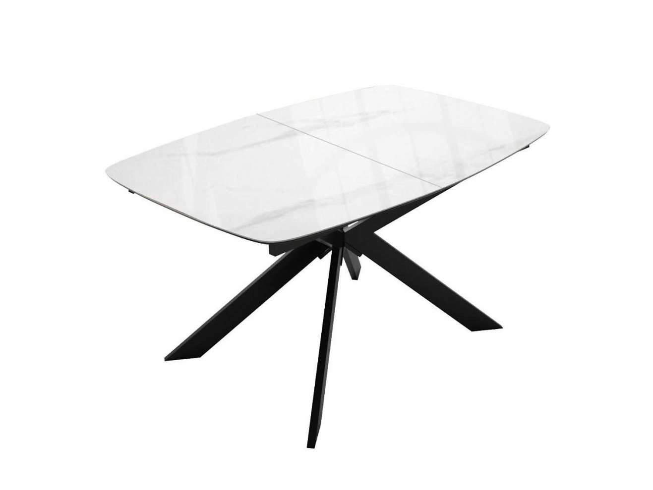 Стол DikLine BK140 керамика Carrara Gloss (мрамор глянец белый), подстолье черное, опоры черные