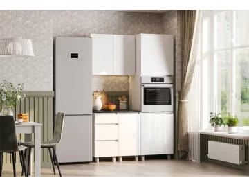 Кухня Денвер (со столешницей, черная). Композиция 3, Белый