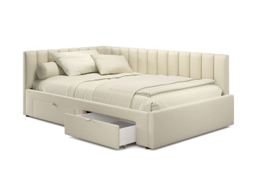 Мягкая кровать-тахта Milena 900 бежевая с ящиками