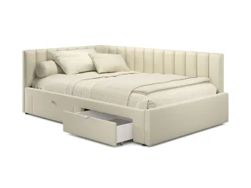 Мягкая кровать-тахта Milena 900 бежевая с ящиками