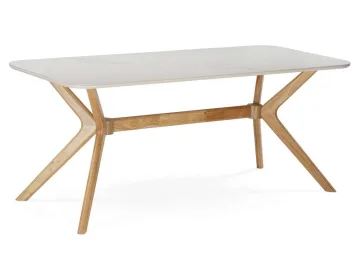 Unika 180x80 белый спеченный камень / светлое дерево Керамический стол